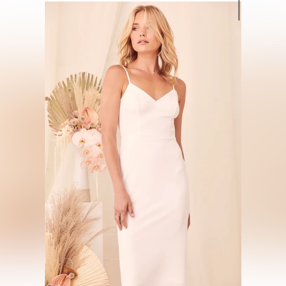 You're a Gift White Bow Back Bodycon Midi Dress Lulus